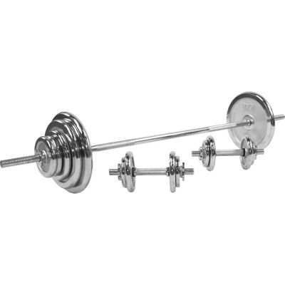 Gorilla Sports Vägtsats - 97,5kg, Krom, Träningsutrustning Gorilla Sports Vägtsats - 97,5kg, Krom, Träningsutrustning