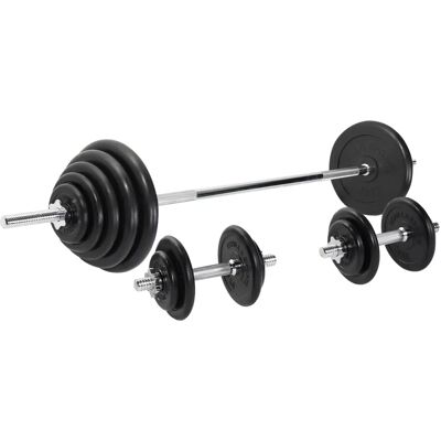 Gorilla Sports Justerbart Viktset med Gummibelagda Skivor - 97,5kg Gorilla Sports Justerbart Viktset med Gummibelagda Skivor - 97,5kg