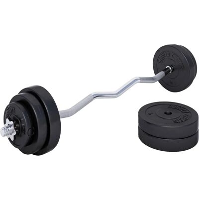 Gorilla Sports 35kg curlstangset med vikter och lås Gorilla Sports 35kg curlstangset med vikter och lås