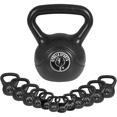 Kettlebell Noir Gorilla Sports - 2-20kg pour Entraînement Complet - Publicité Kettlebell Noir Gorilla Sports - 2-20kg pour Entraînement Complet - Publicité