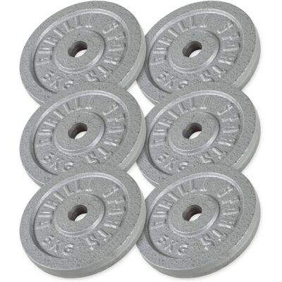 Gorilla Sports Żeliwne talerze do podnoszenia 6x5kg - Talerze ciężarowe Gorilla Sports Żeliwne talerze do podnoszenia 6x5kg - Talerze ciężarowe