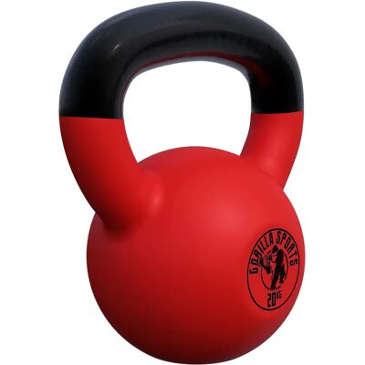 Gorilla Sports Kettlebell - 2-32kg Winyl, Czerwony, Model GS Gorilla Sports Kettlebell - 2-32kg Winyl, Czerwony, Model GS