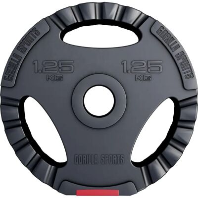 Gorilla Sports Modèle PRO Disques de poids 31mm Trigrip - 1,25-15kg - Publicité Gorilla Sports Modèle PRO Disques de poids 31mm Trigrip - 1,25-15kg - Publicité