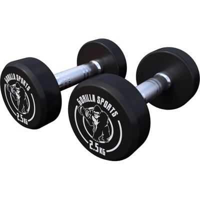 Gorilla Sports Haltères à poids fixe - 2x2,5kg - Équipement de fitness - Publicité Gorilla Sports Haltères à poids fixe - 2x2,5kg - Équipement de fitness - Publicité