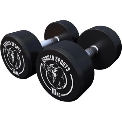 Gorilla Sports 20 kg Stała Waga Hantla - Guma, 2 sztuki Gorilla Sports 20 kg Stała Waga Hantla - Guma, 2 sztuki