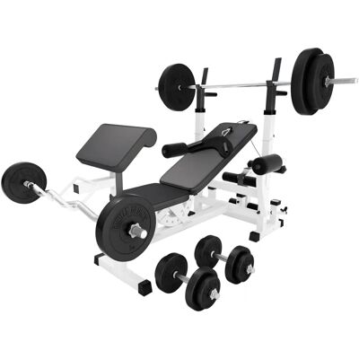 Gorilla Sports Multigym Basic Blanc - 100kg - Équipement de fitness - Publicité Gorilla Sports Multigym Basic Blanc - 100kg - Équipement de fitness - Publicité