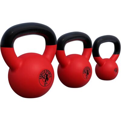 Zestaw kettlebell Gorilla Sports - Winyl 4/8/12/24kg - Siła i Cardio Zestaw kettlebell Gorilla Sports - Winyl 4/8/12/24kg - Siła i Cardio