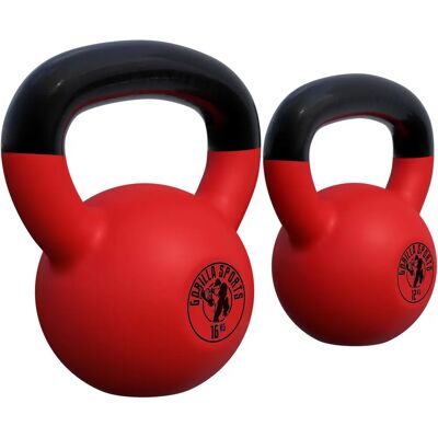 GORILLA SPORTS Kettlebell z winylu - 28kg - Czerwony i czarny - Trening siłowy GORILLA SPORTS Kettlebell z winylu - 28kg - Czerwony i czarny - Trening siłowy