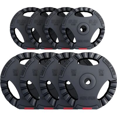 Gorilla Sports PRO Trigrip talerze wagowe - 4x5kg 4x2,5kg Gorilla Sports PRO Trigrip talerze wagowe - 4x5kg 4x2,5kg