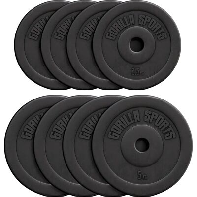 Disques de poids Basic Cement Gorilla Sports - 30kg, 4x2,5kg & 4x5kg - Publicité Disques de poids Basic Cement Gorilla Sports - 30kg, 4x2,5kg & 4x5kg - Publicité