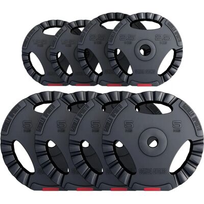 Gorilla Sports Gewichtsscheiben - Ergonomischer Kunststoffgriff - Schwarz & Rot Gorilla Sports Gewichtsscheiben - Ergonomischer Kunststoffgriff - Schwarz & Rot