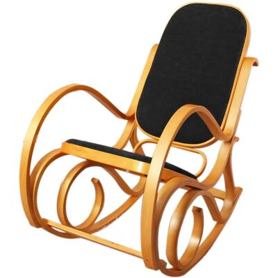 Fauteuil à bascule Mendler - Design classique, Bois, Similicuir, Noir - Fauteuil à bascule - Publicité Fauteuil à bascule Mendler - Design classique, Bois, Similicuir, Noir - Fauteuil à bascule - Publicité