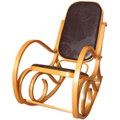 Fauteuil à bascule Mendler M41 - Cuir et Bois - Publicité Fauteuil à bascule Mendler M41 - Cuir et Bois - Publicité