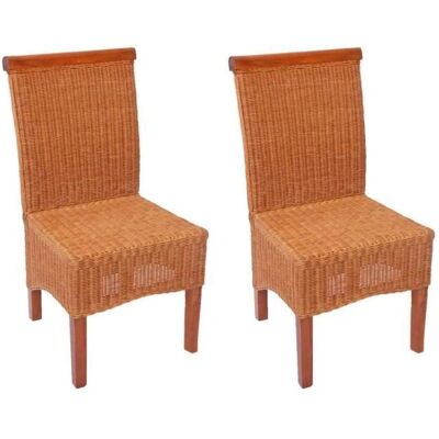 MENDLER Lot de 2 Chaises en Rotin - Salle à Manger Élégante - Marron - Publicité MENDLER Lot de 2 Chaises en Rotin - Salle à Manger Élégante - Marron - Publicité
