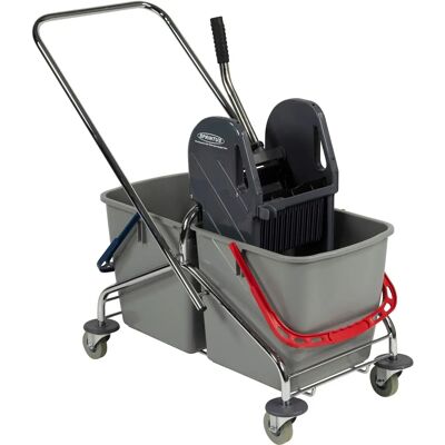 Carrello per pulizia umida Kaiserkraft - 27L doppi secchi, struttura in metallo Carrello per pulizia umida Kaiserkraft - 27L doppi secchi, struttura in metallo