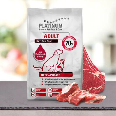 Platinum Adulte Bœuf + Pomme de Terre - Nourriture pour chiens - 5kg - Publicité Platinum Adulte Bœuf + Pomme de Terre - Nourriture pour chiens - 5kg - Publicité