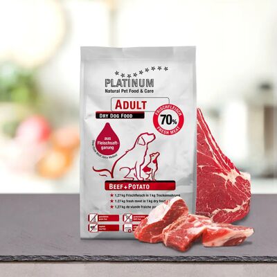 Nourriture pour chiens Platinum - Bœuf + Pomme de terre - 1,5kg - Publicité Nourriture pour chiens Platinum - Bœuf + Pomme de terre - 1,5kg - Publicité