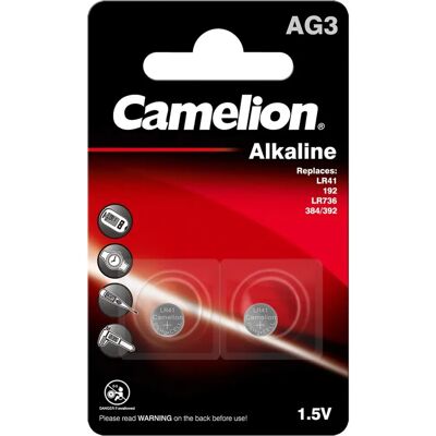 Camelion LR41 / AG3 / 392 Piles bouton - Pack de 2 - Publicité Camelion LR41 / AG3 / 392 Piles bouton - Pack de 2 - Publicité