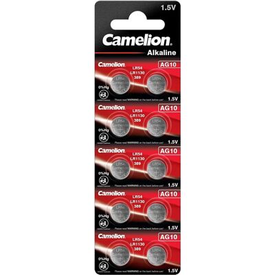 Camelion AG10 Batterij - 10 Stuks - Kruidvrije alkalische knoopcel Camelion AG10 Batterij - 10 Stuks - Kruidvrije alkalische knoopcel