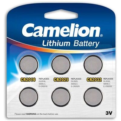 Ensemble de piles Camelion CR2016, CR2025, CR2032 - Lithium - Publicité Ensemble de piles Camelion CR2016, CR2025, CR2032 - Lithium - Publicité