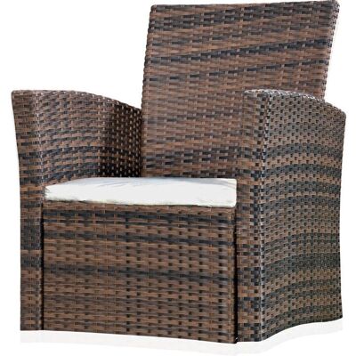 MELKO Poltrona reclinabile - marrone - cuscino beige - polirattan Poltrona MELKO Poltrona reclinabile - marrone - cuscino beige - polirattan Poltrona