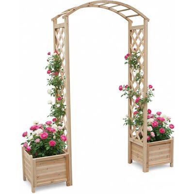 MELKO - Arco di rosa in legno - 2 fioriere - arco da giardino MELKO - Arco di rosa in legno - 2 fioriere - arco da giardino