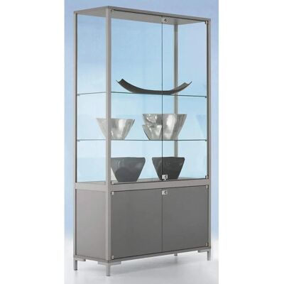 Vitrine Kaiserkraft avec Armoire Inférieure - Argent - 1860x1000x400mm Vitrine Kaiserkraft avec Armoire Inférieure - Argent - 1860x1000x400mm