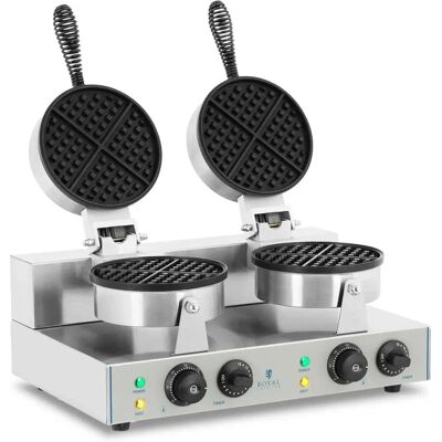 Royal Catering Double Waffle Maker - 2 x 1300 Watts - Round RCWM-2600-R Royal Catering Double Waffle Maker - 2 x 1300 Watts - Round RCWM-2600-R