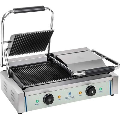 Royal Catering Double Contact Grill - Ribbed - 2 x 1,800 W - Kitchen Equipment Royal Catering Double Contact Grill - Ribbed - 2 x 1,800 W - Kitchen Equipment
