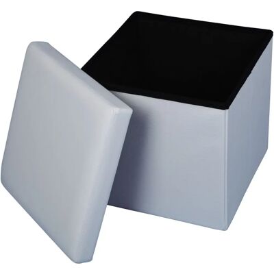 Pouf de rangement Storecube blanc en cuir synthétique Echtwerk - Publicité Pouf de rangement Storecube blanc en cuir synthétique Echtwerk - Publicité