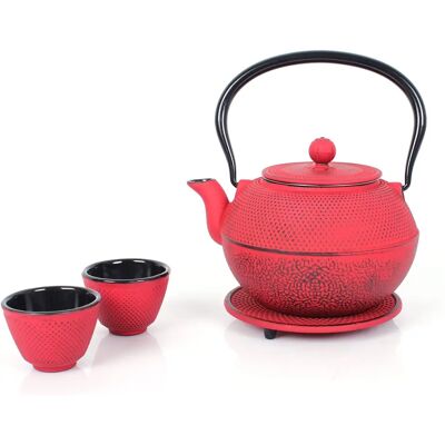 Echtwerk Rood Gietijzeren Vintage Theeset - 1,1L, 2 Bekers Echtwerk Rood Gietijzeren Vintage Theeset - 1,1L, 2 Bekers