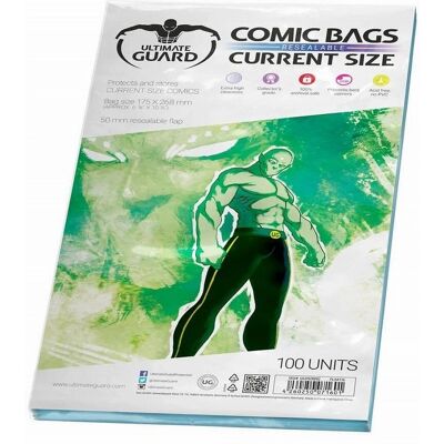 Sacs à Comics Ultimate Guard - Réutilisables - 100 pièces - Sécurisé pour archivage - Publicité Sacs à Comics Ultimate Guard - Réutilisables - 100 pièces - Sécurisé pour archivage - Publicité