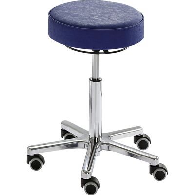 Banqueta de trabajo Kaiserkraft - Ajustable, Cuero sintético, Ø 360mm, Azul Banqueta de trabajo Kaiserkraft - Ajustable, Cuero sintético, Ø 360mm, Azul