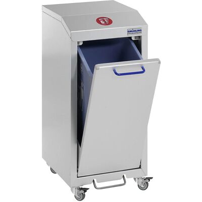Poubelle en aluminium argenté Gmöhling avec pédale - Tri des déchets Poubelle en aluminium argenté Gmöhling avec pédale - Tri des déchets