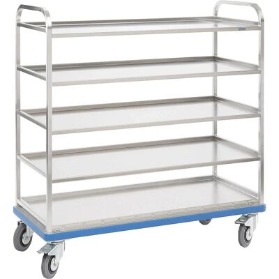 Chariot roulant en aluminium Gmöhling - 5 niveaux, 4 étagères, 1380x1420 mm Chariot roulant en aluminium Gmöhling - 5 niveaux, 4 étagères, 1380x1420 mm