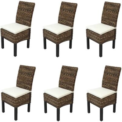MENDLER - Lot de 6 chaises - Rotin de banane, pieds foncés - Publicité MENDLER - Lot de 6 chaises - Rotin de banane, pieds foncés - Publicité