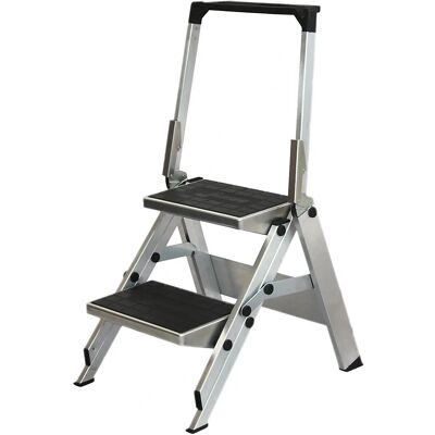 Escalera de aluminio pliante Kaiserkraft con barra de seguridad - Escalera Escalera de aluminio pliante Kaiserkraft con barra de seguridad - Escalera