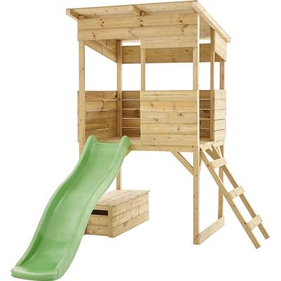 Westmann Wildnis Spielhaus - Holz Spielhaus mit Rutsche Westmann Wildnis Spielhaus - Holz Spielhaus mit Rutsche