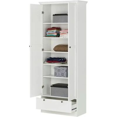 Armoire Landwood Blanche avec 2 portes et 5 étagères - Armoire - Publicité Armoire Landwood Blanche avec 2 portes et 5 étagères - Armoire - Publicité