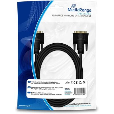 MediaRange 3M DVI-D Kabel - Dual Link Schwarz MediaRange 3M DVI-D Kabel - Dual Link Schwarz