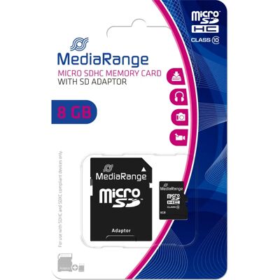 MediaRange 8GB MicroSDHC Classe 10 - Carte mémoire - Publicité MediaRange 8GB MicroSDHC Classe 10 - Carte mémoire - Publicité