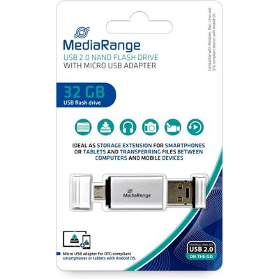 MediaRange Nano-USB-Stick mit Micro USB-Adapter - 32 GB - USB 2.0 MediaRange Nano-USB-Stick mit Micro USB-Adapter - 32 GB - USB 2.0