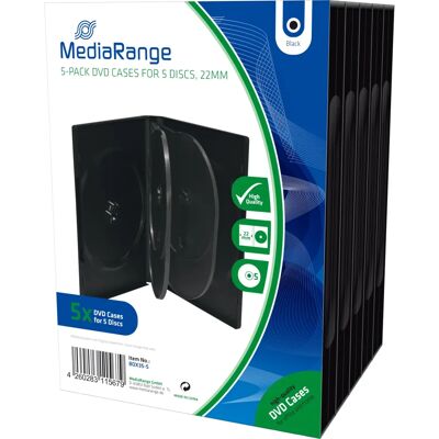 MediaRange MOVIEBOX35-5 DVD-Case - Voor 5 schijven - Zwart MediaRange MOVIEBOX35-5 DVD-Case - Voor 5 schijven - Zwart