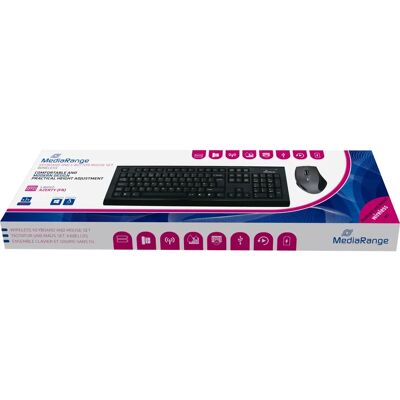 MediaRange MROS104-FR Conjunto Teclado e Mouse Sem Fio - Office AZERTY Preto MediaRange MROS104-FR Conjunto Teclado e Mouse Sem Fio - Office AZERTY Preto