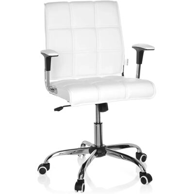 Chaise de Bureau Ernesto Blanche - Style Rétro, Hauteur Réglable, Pivotante Chaise de Bureau Ernesto Blanche - Style Rétro, Hauteur Réglable, Pivotante