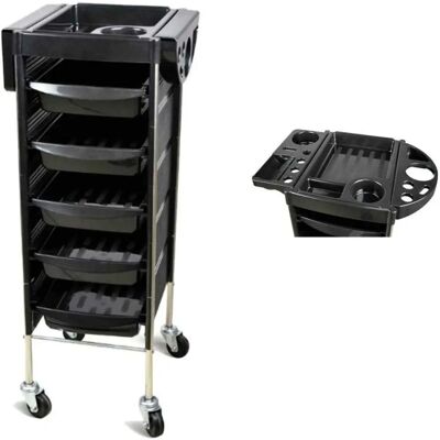 Black Salon Trolley with 5 Drawers - Salon trolley Black Salon Trolley with 5 Drawers - Salon trolley