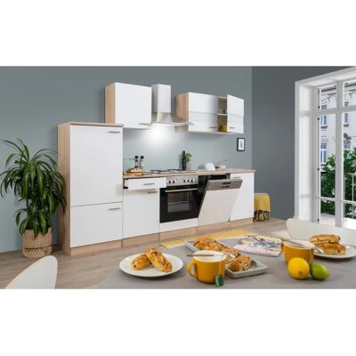 Set cucina Respekta Hamburg - Bianco/Eichefarben, 280cm, Completo Set cucina Respekta Hamburg - Bianco/Eichefarben, 280cm, Completo