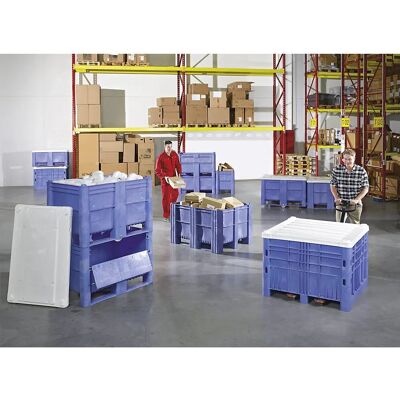 Contenedor grande de polietileno - 600L, 3 listones, Amarillo - Contenedor Contenedor grande de polietileno - 600L, 3 listones, Amarillo - Contenedor