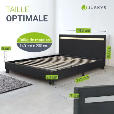 Juskys Paris Ápolt Ágy 140x200cm LED világítással - Fekete Juskys Paris Ápolt Ágy 140x200cm LED világítással - Fekete