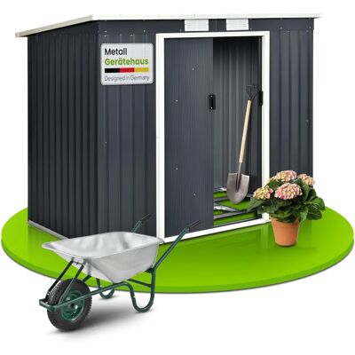 Juskys Metall Gerätehaus M 4m³ Anthrazit - Robustes Stahl-Gartenhaus Juskys Metall Gerätehaus M 4m³ Anthrazit - Robustes Stahl-Gartenhaus